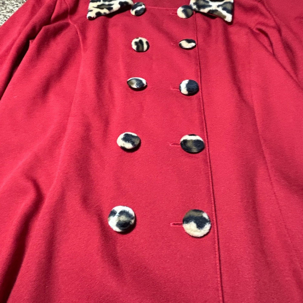 Classy David Benjamin Red Leopard Print Button Blazer Jacket Women's Size 16
